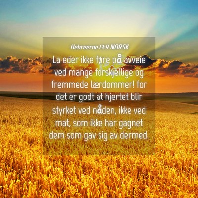 Picture 04 - Hebreerne 13:9 NORSK - La eder ikke føre på avveie ved mange - Bible Verse Picture