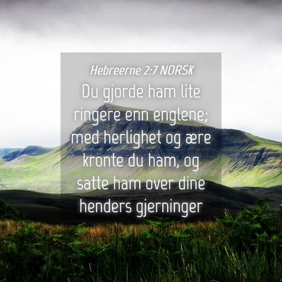 Picture 04 - Hebreerne 2:7 NORSK - Du gjorde ham lite ringere enn englene; med - Bible Verse Picture