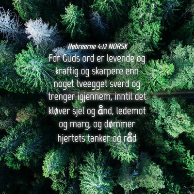 Picture 04 - Hebreerne 4:12 NORSK - For Guds ord er levende og kraftig og skarpere - Bible Verse Picture