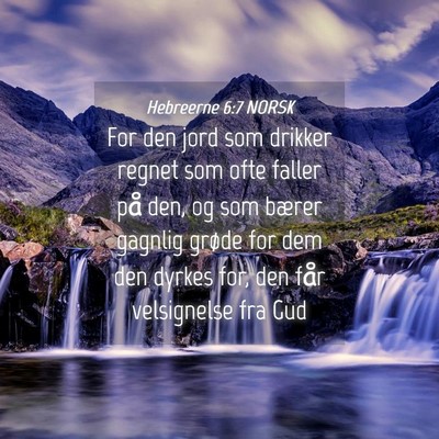 Picture 04 - Hebreerne 6:7 NORSK - For den jord som drikker regnet som ofte faller - Bible Verse Picture