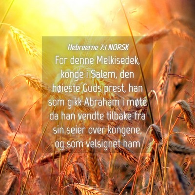 Picture 04 - Hebreerne 7:1 NORSK - For denne Melkisedek, konge i Salem, den høieste - Bible Verse Picture