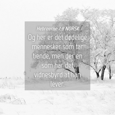 Picture 04 - Hebreerne 7:8 NORSK - Og her er det dødelige mennesker som tar tiende, - Bible Verse Picture