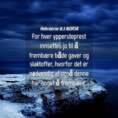 Picture 04 - Hebreerne 8:3 NORSK - For hver yppersteprest innsettes jo til å - Bible Verse Picture