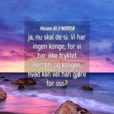Picture 04 - Hosea 10:3 NORSK - ja, nu skal de si: Vi har ingen konge; for vi har - Bible Verse Picture
