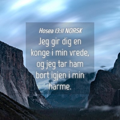 Picture 04 - Hosea 13:11 NORSK - Jeg gir dig en konge i min vrede, og jeg tar ham - Bible Verse Picture