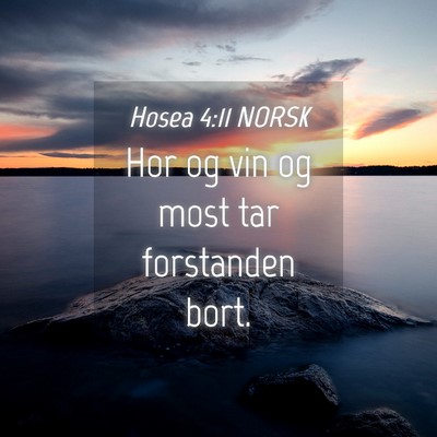 Picture 04 - Hosea 4:11 NORSK - Hor og vin og most tar forstanden - Bible Verse Picture