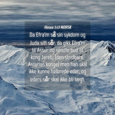 Picture 04 - Hosea 5:13 NORSK - Da Efra'm så sin sykdom og Juda sitt sår, da - Bible Verse Picture