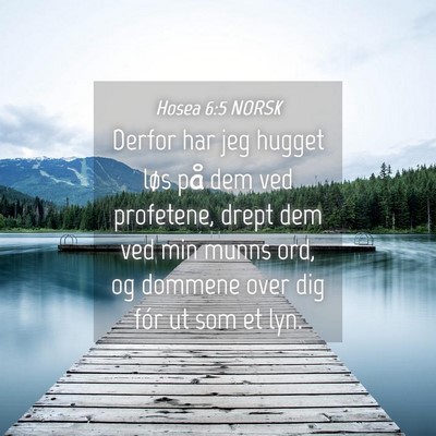 Picture 04 - Hosea 6:5 NORSK - Derfor har jeg hugget løs på dem ved profetene, - Bible Verse Picture