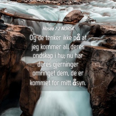 Picture 04 - Hosea 7:2 NORSK - Og de tenker ikke på at jeg kommer all deres - Bible Verse Picture