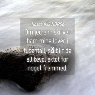 Picture 04 - Hosea 8:12 NORSK - Om jeg enn skriver ham mine lover i tusentall, - Bible Verse Picture