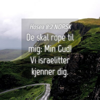 Picture 04 - Hosea 8:2 NORSK - De skal rope til mig: Min Gud! Vi israelitter - Bible Verse Picture