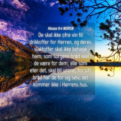 Picture 04 - Hosea 9:4 NORSK - De skal ikke ofre vin til drikkoffer for Herren, - Bible Verse Picture