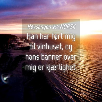 Picture 04 - Høysangen 2:4 NORSK - Han har ført mig til vinhuset, og hans banner - Bible Verse Picture