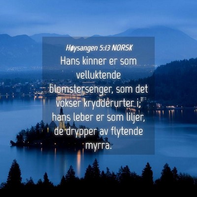 Picture 04 - Høysangen 5:13 NORSK - Hans kinner er som velluktende blomstersenger, - Bible Verse Picture