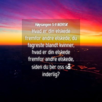 Picture 04 - Høysangen 5:9 NORSK - Hvad er din elskede fremfor andre elskede, du - Bible Verse Picture