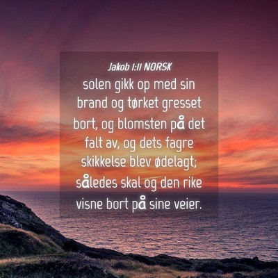 Picture 04 - Jakob 1:11 NORSK - solen gikk op med sin brand og tørket gresset - Bible Verse Picture