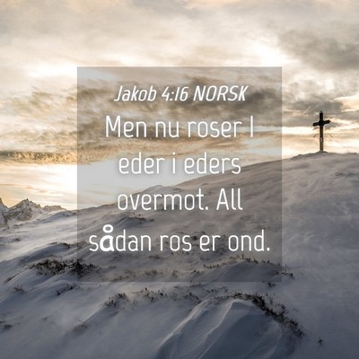 Picture 04 - Jakob 4:16 NORSK - Men nu roser I eder i eders overmot. All sådan - Bible Verse Picture