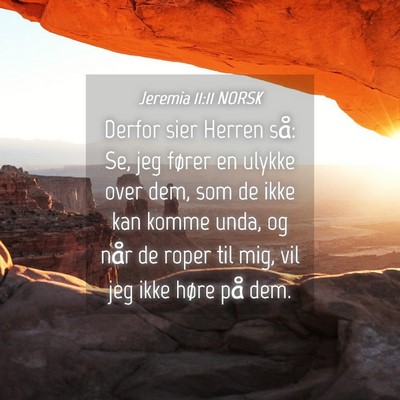 Picture 04 - Jeremia 11:11 NORSK - Derfor sier Herren så: Se, jeg fører en ulykke - Bible Verse Picture