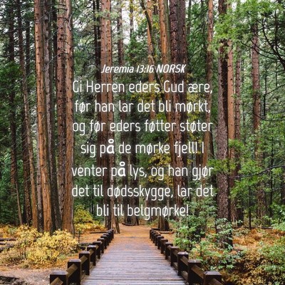Picture 04 - Jeremia 13:16 NORSK - Gi Herren eders Gud ære, før han lar det bli - Bible Verse Picture