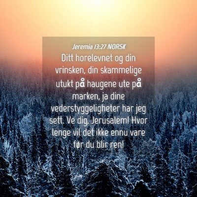 Picture 04 - Jeremia 13:27 NORSK - Ditt horelevnet og din vrinsken, din skammelige - Bible Verse Picture