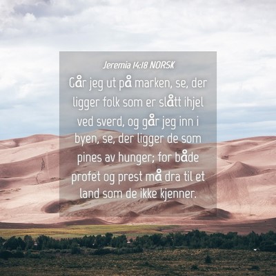Picture 04 - Jeremia 14:18 NORSK - Går jeg ut på marken, se, der ligger folk som - Bible Verse Picture