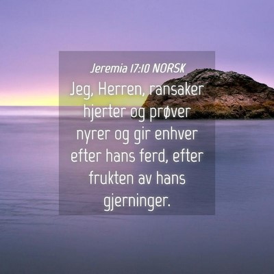 Picture 04 - Jeremia 17:10 NORSK - Jeg, Herren, ransaker hjerter og prøver nyrer og - Bible Verse Picture