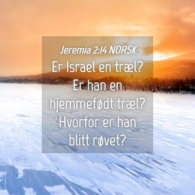 Picture 04 - Jeremia 2:14 NORSK - Er Israel en træl? Er han en hjemmefødt træl? - Bible Verse Picture