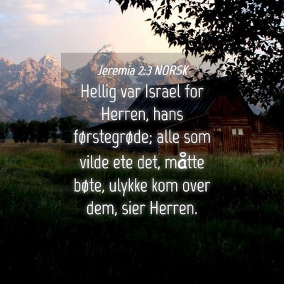 Picture 04 - Jeremia 2:3 NORSK - Hellig var Israel for Herren, hans førstegrøde; - Bible Verse Picture