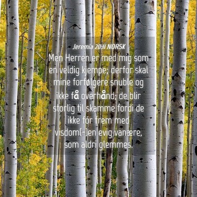 Picture 04 - Jeremia 20:11 NORSK - Men Herren er med mig som en veldig kjempe; - Bible Verse Picture