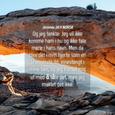 Picture 04 - Jeremia 20:9 NORSK - Og jeg tenkte: Jeg vil ikke komme ham i hu og - Bible Verse Picture