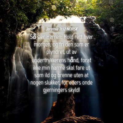 Picture 04 - Jeremia 21:12 NORSK - Så sier Herren: Hold rett hver morgen, og fri - Bible Verse Picture