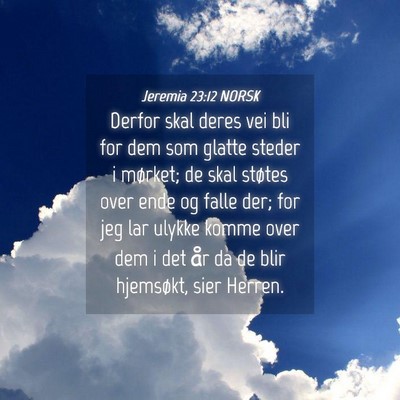 Picture 04 - Jeremia 23:12 NORSK - Derfor skal deres vei bli for dem som glatte - Bible Verse Picture
