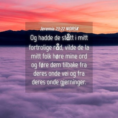Picture 04 - Jeremia 23:22 NORSK - Og hadde de stått i mitt fortrolige råd, vilde - Bible Verse Picture