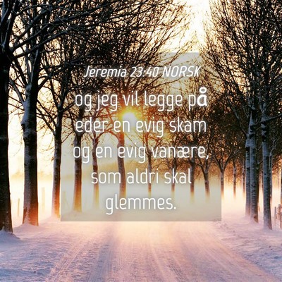 Picture 04 - Jeremia 23:40 NORSK - og jeg vil legge på eder en evig skam og en evig - Bible Verse Picture