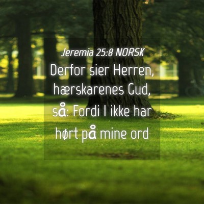 Picture 04 - Jeremia 25:8 NORSK - Derfor sier Herren, hærskarenes Gud, så: Fordi - Bible Verse Picture