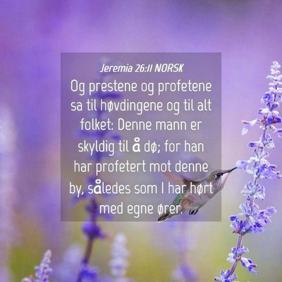 Picture 04 - Jeremia 26:11 NORSK - Og prestene og profetene sa til høvdingene og - Bible Verse Picture