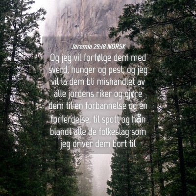 Picture 04 - Jeremia 29:18 NORSK - Og jeg vil forfølge dem med sverd, hunger og - Bible Verse Picture
