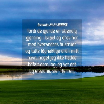 Picture 04 - Jeremia 29:23 NORSK - fordi de gjorde en skjendig gjerning i Israel og - Bible Verse Picture