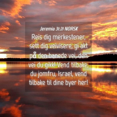 Picture 04 - Jeremia 31:21 NORSK - Reis dig merkestener, sett dig veivisere, gi akt - Bible Verse Picture