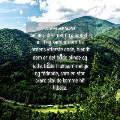 Picture 04 - Jeremia 31:8 NORSK - Se, jeg fører dem fra landet i nord og samler - Bible Verse Picture
