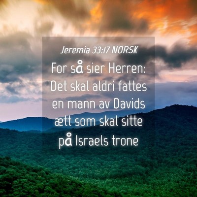 Picture 04 - Jeremia 33:17 NORSK - For så sier Herren: Det skal aldri fattes en - Bible Verse Picture
