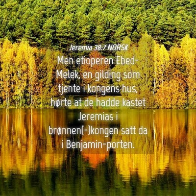 Picture 04 - Jeremia 38:7 NORSK - Men etioperen Ebed-Melek, en gilding som tjente i - Bible Verse Picture