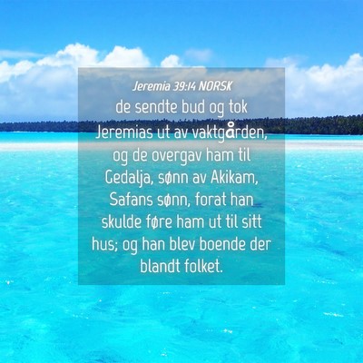 Picture 04 - Jeremia 39:14 NORSK - de sendte bud og tok Jeremias ut av vaktgården, - Bible Verse Picture