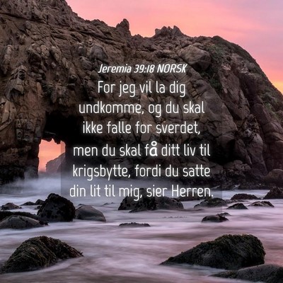 Picture 04 - Jeremia 39:18 NORSK - For jeg vil la dig undkomme, og du skal ikke - Bible Verse Picture