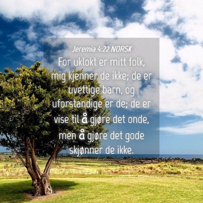 Picture 04 - Jeremia 4:22 NORSK - For uklokt er mitt folk, mig kjenner de ikke; de - Bible Verse Picture