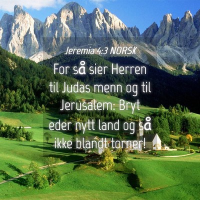 Picture 04 - Jeremia 4:3 NORSK - For så sier Herren til Judas menn og til - Bible Verse Picture
