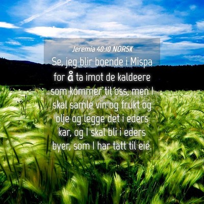 Picture 04 - Jeremia 40:10 NORSK - Se, jeg blir boende i Mispa for å ta imot de - Bible Verse Picture