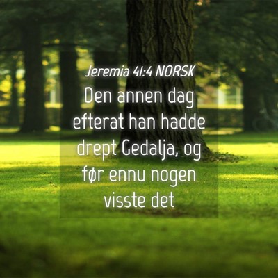 Picture 04 - Jeremia 41:4 NORSK - Den annen dag efterat han hadde drept Gedalja, og - Bible Verse Picture