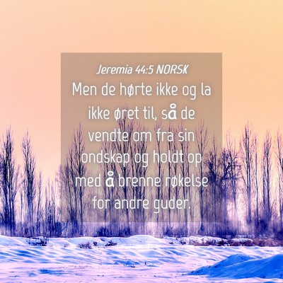 Picture 04 - Jeremia 44:5 NORSK - Men de hørte ikke og la ikke øret til, så de - Bible Verse Picture