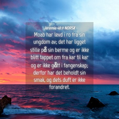 Picture 04 - Jeremia 48:11 NORSK - Moab har levd i ro fra sin ungdom av; det har - Bible Verse Picture